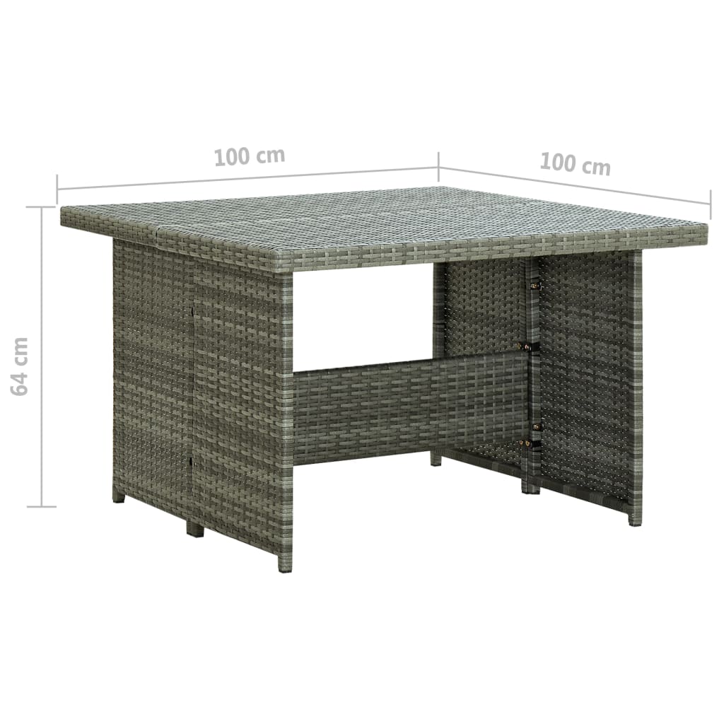 vidaXL 6-delige Loungeset met kussens poly rattan grijs