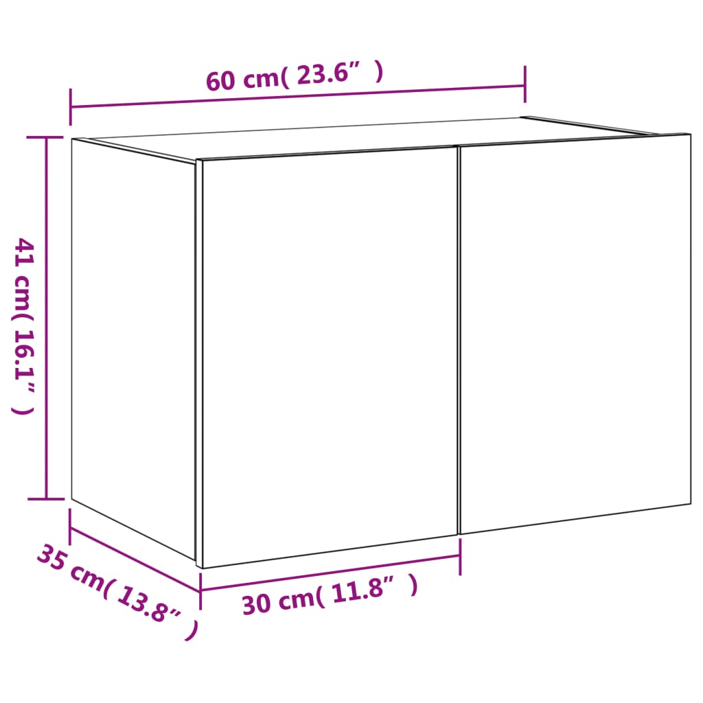 vidaXL Tv-wandmeubel met LED-verlichting 60x35x41 cm bruin eikenkleur