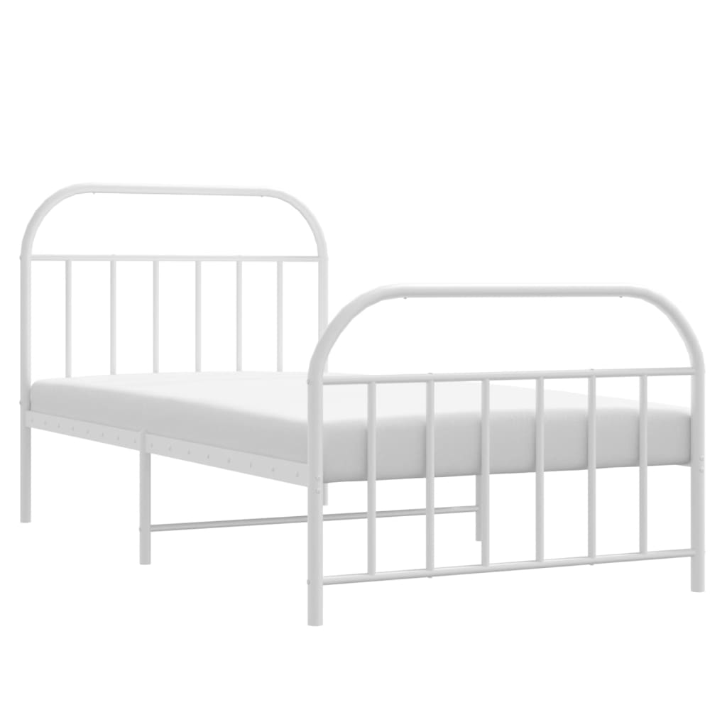 vidaXL Bedframe met hoofd- en voeteneinde metaal wit 100x190 cm