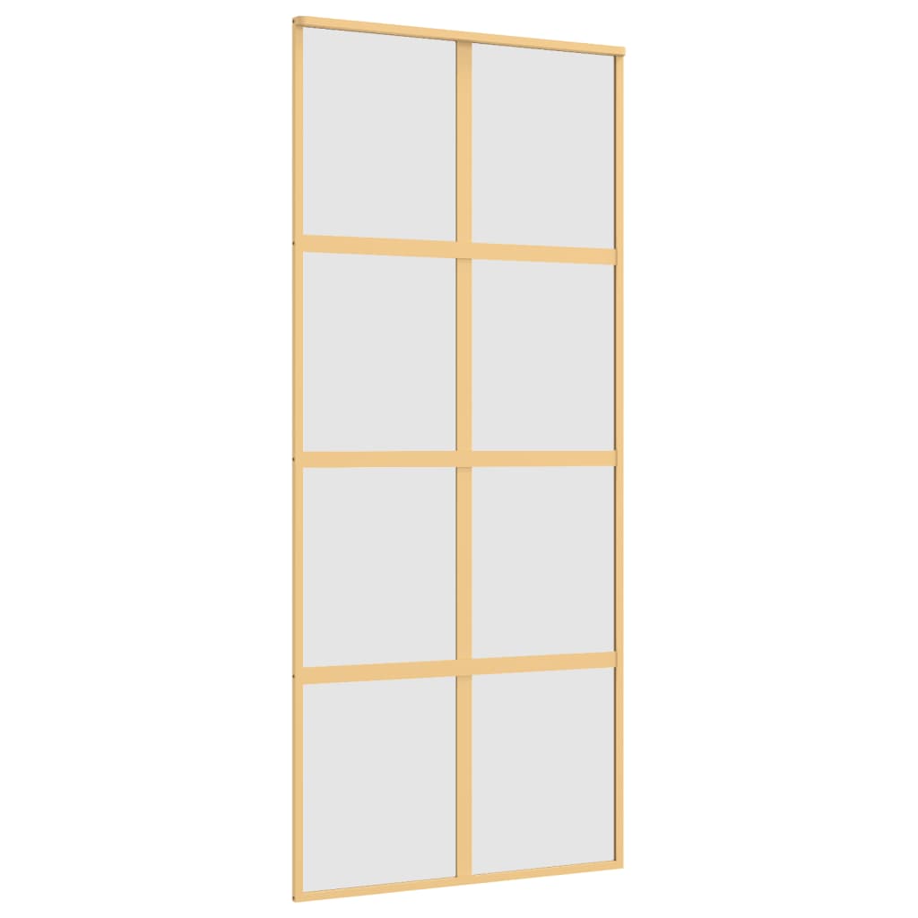 vidaXL Schuifdeur 90x205 cm mat ESG-glas en aluminium goudkleurig