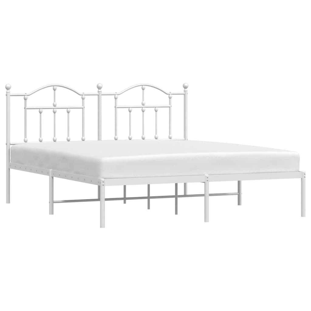 vidaXL Bedframe met hoofdbord metaal wit 183x213 cm