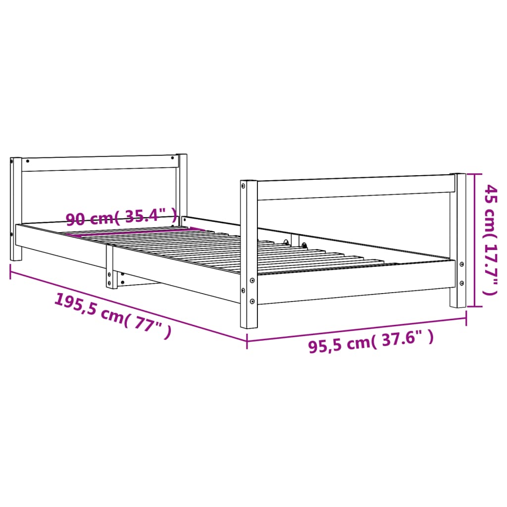 vidaXL Kinderbedframe 90x190 cm massief grenenhout wit