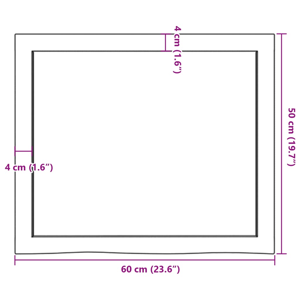 vidaXL Tafelblad 60x50x(2-4) cm onbehandeld massief eikenhout