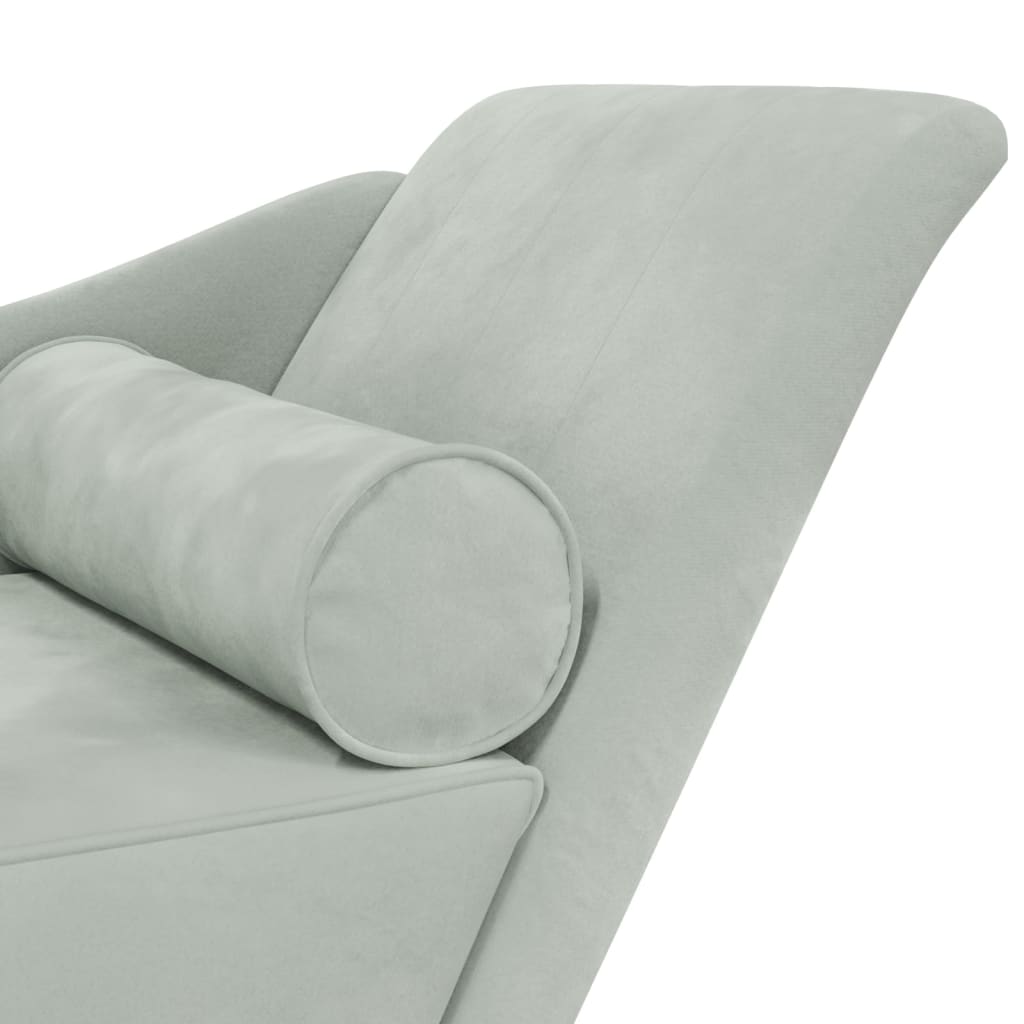 vidaXL Chaise longue met kussens fluweel lichtgrijs