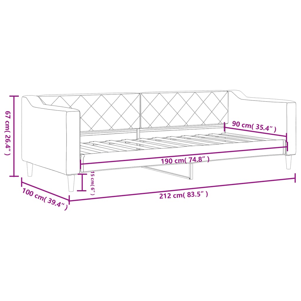 vidaXL Slaapbank 90x190 cm stof zwart