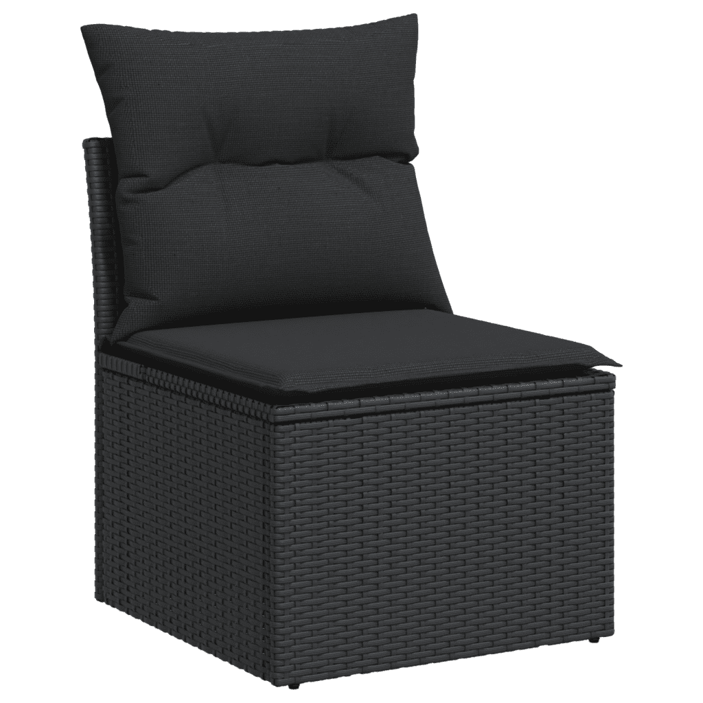 vidaXL 13-delige Loungeset met kussens poly rattan zwart