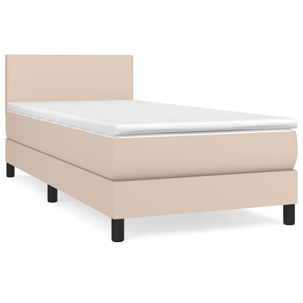 vidaXL Boxspring met matras kunstleer cappuccinokleurig 100x200 cm