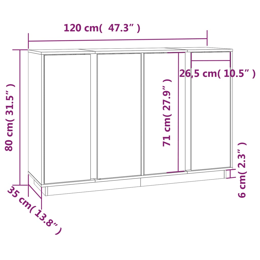 vidaXL Dressoir 120x35x80 cm massief grenenhout honingbruin