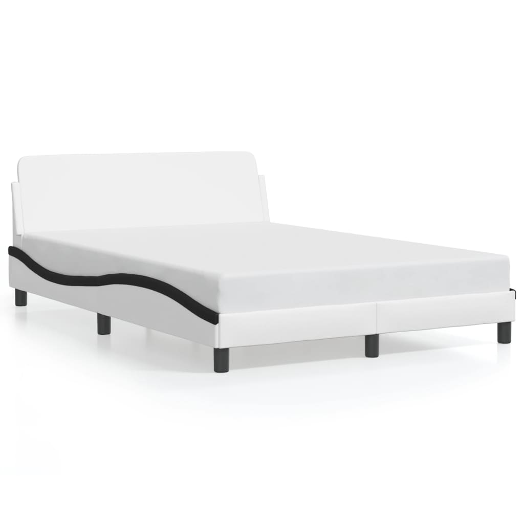 vidaXL Bedframe met hoofdbord kunstleer zwart en wit 120x200 cm