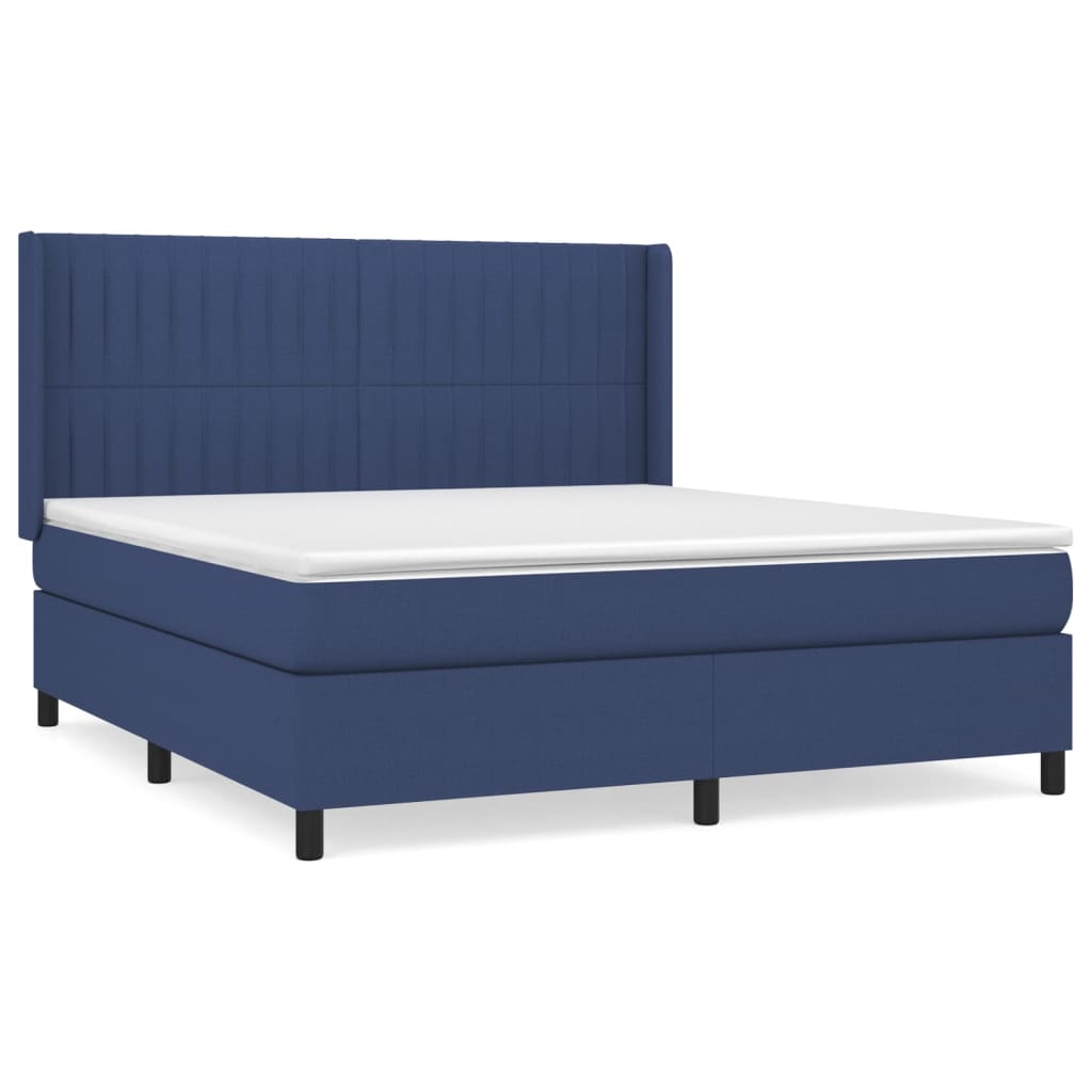 vidaXL Boxspring met matras stof blauw 180x200 cm