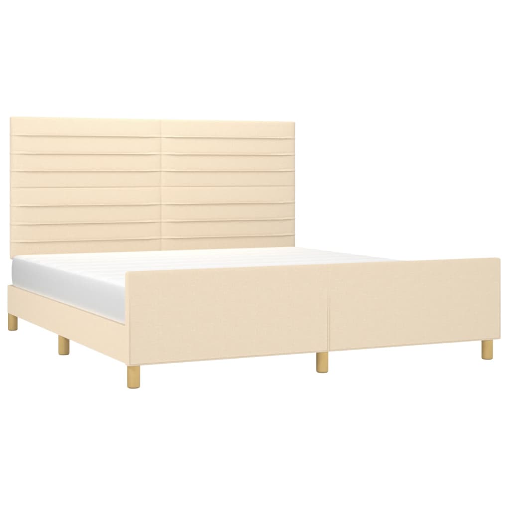 vidaXL Bedframe zonder matras stof crèmekleurig 160x200 cm