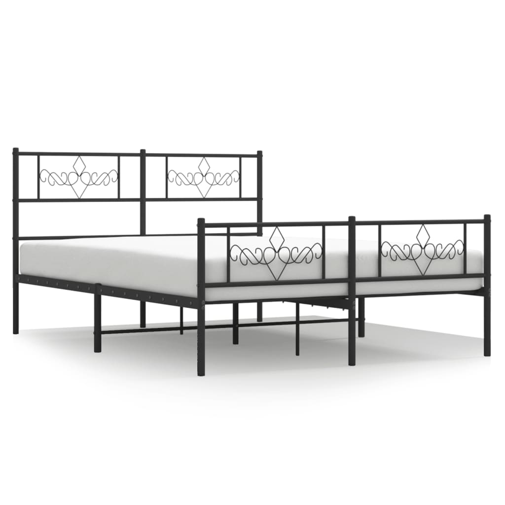 vidaXL Bedframe met hoofd- en voeteneinde metaal zwart 150x200 cm