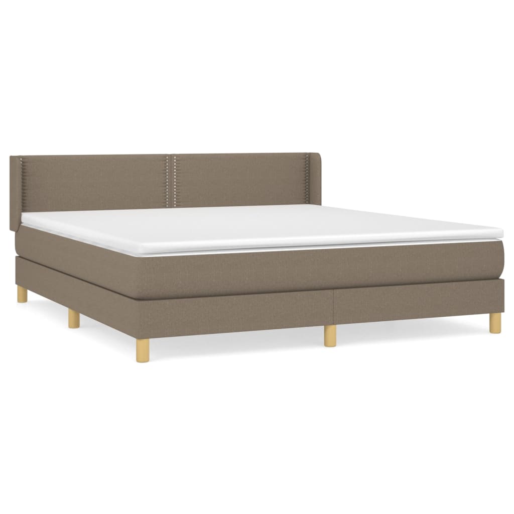 vidaXL Boxspring met matras stof taupe 160x200 cm