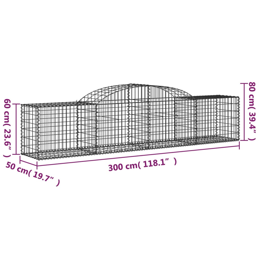 vidaXL Schanskorven 20 st gewelfd 300x50x60/80 cm gegalvaniseerd ijzer