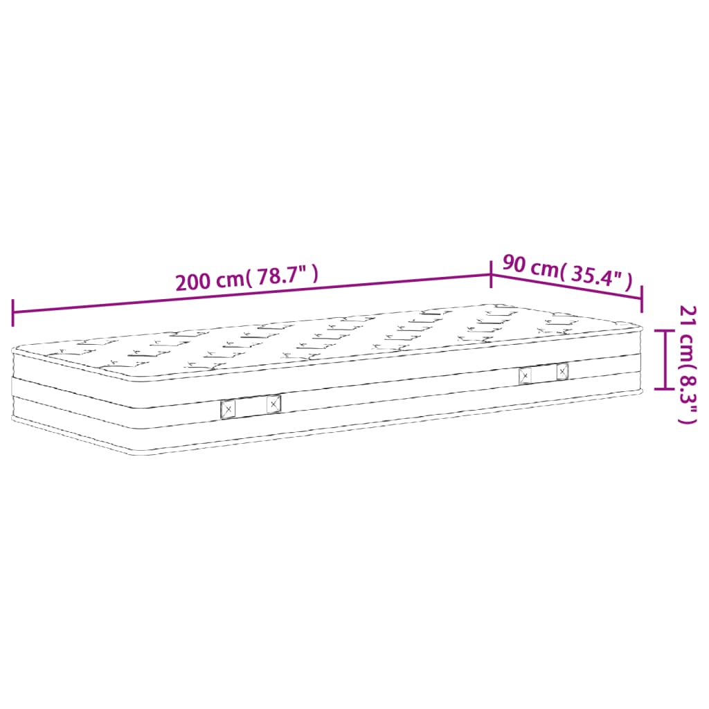 vidaXL Binnenveringmatras middelhard 90x200 cm