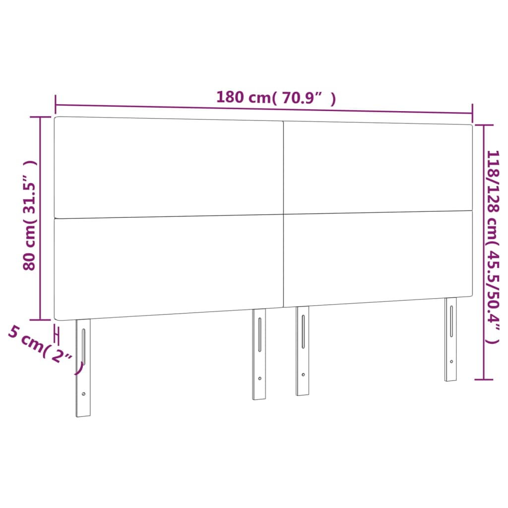 vidaXL Hoofdbord LED 180x5x118/128 cm kunstleer zwart