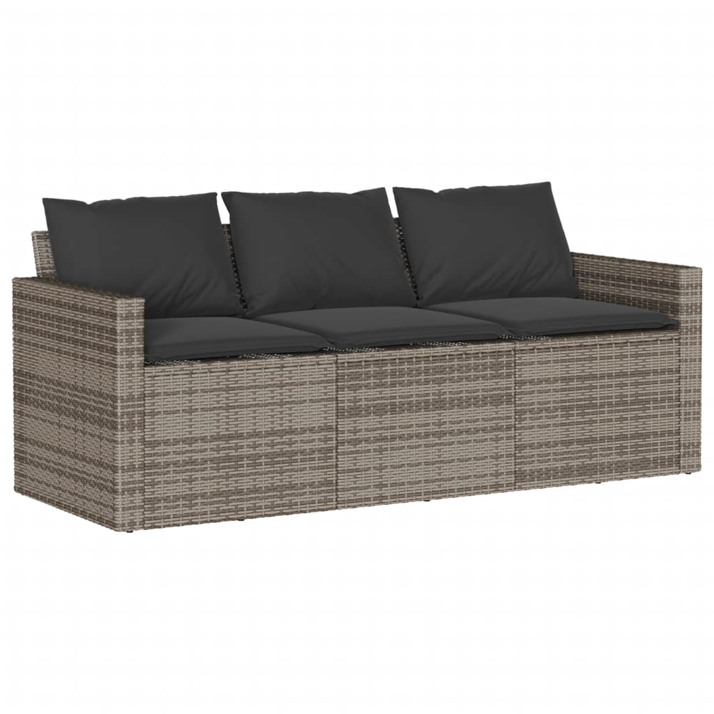 vidaXL 2-delige Tuinset met kussens poly rattan grijs