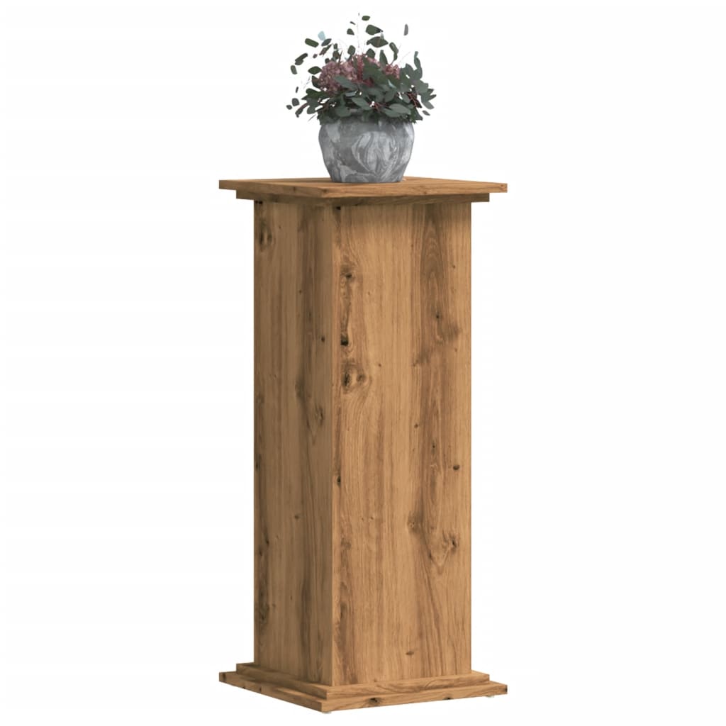 vidaXL Plantenstandaard 33x33x80 cm bewerkt hout artisanaal eikenkleur