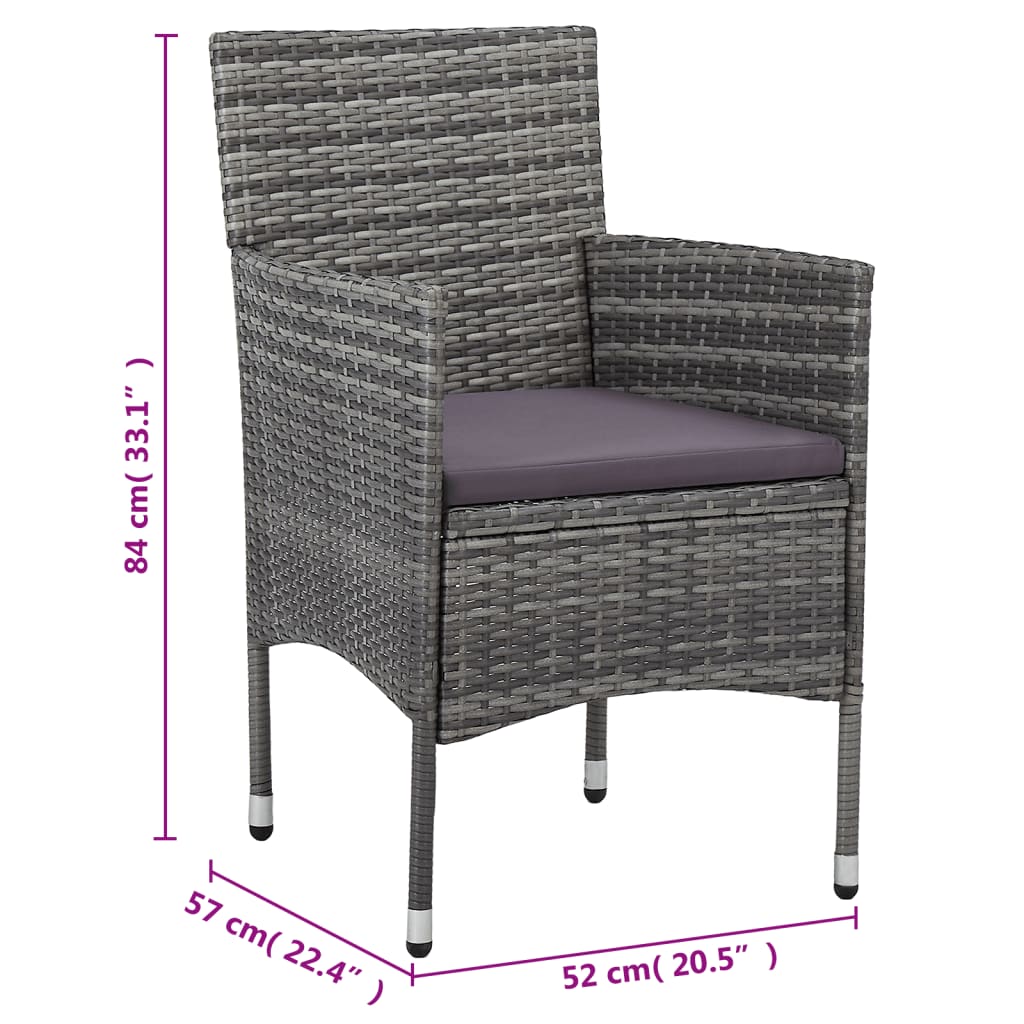 vidaXL 11-delige Tuinset poly rattan grijs