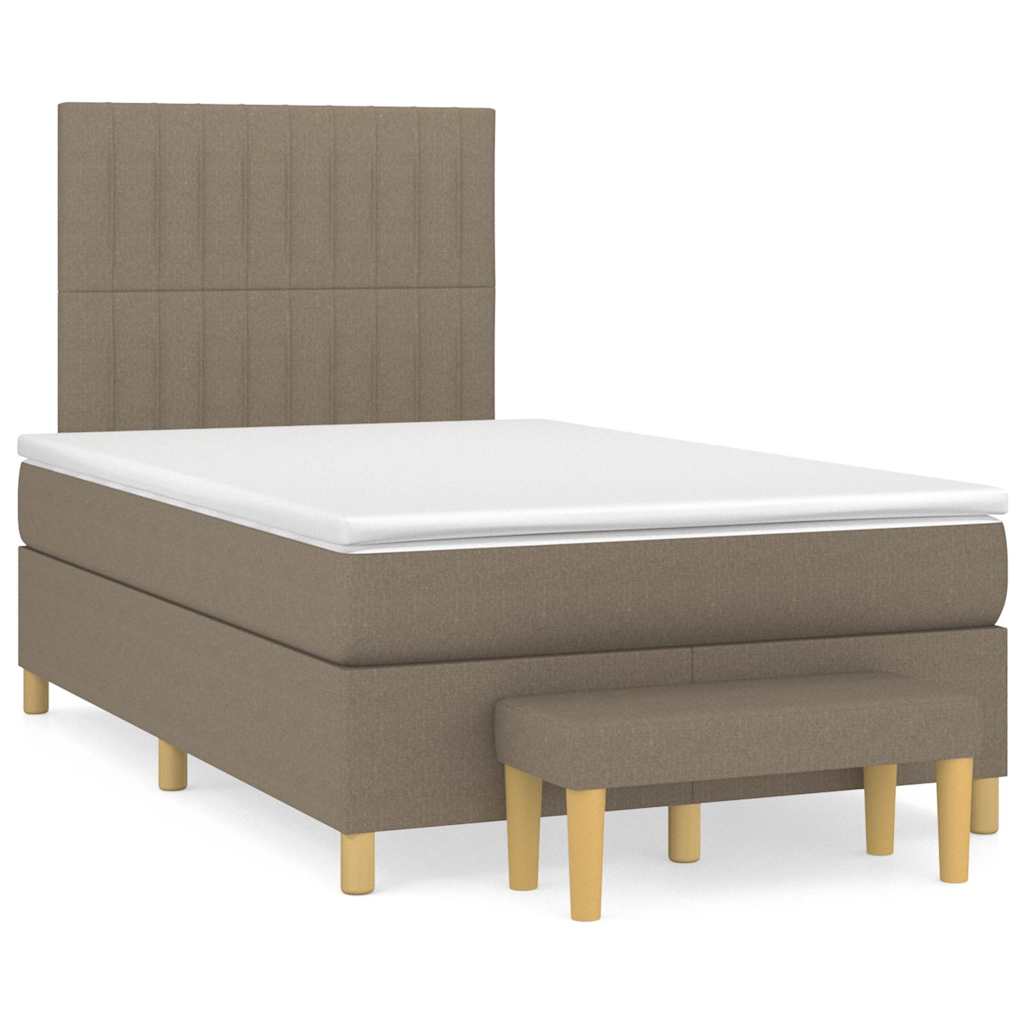 vidaXL Boxspring met matras stof taupe 120x190 cm