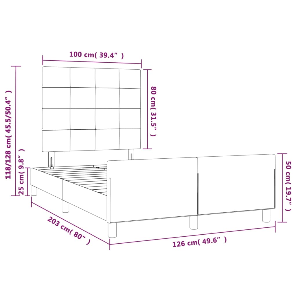 vidaXL Bedframe met hoofdeinde fluweel roze 120x200 cm