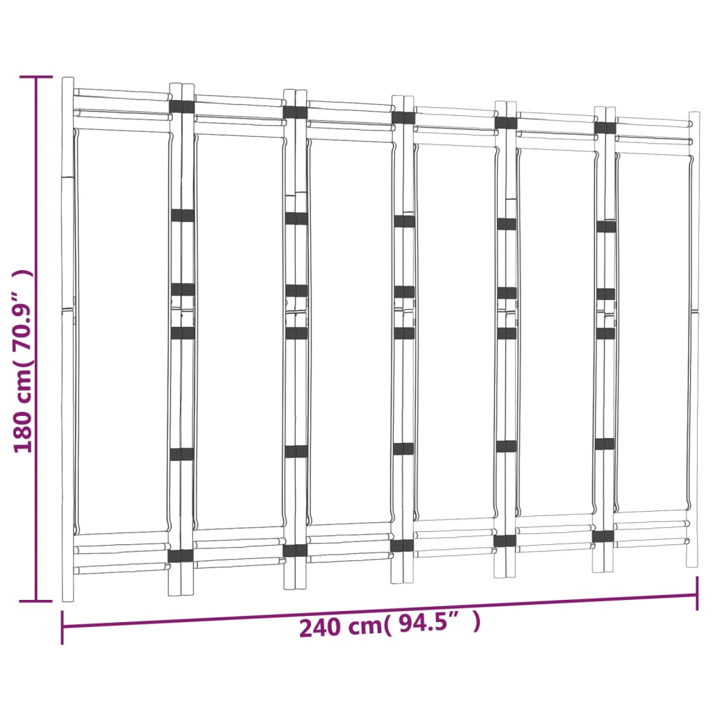 vidaXL Kamerscherm 6-panelen inklapbaar 240 cm bamboe en canvas