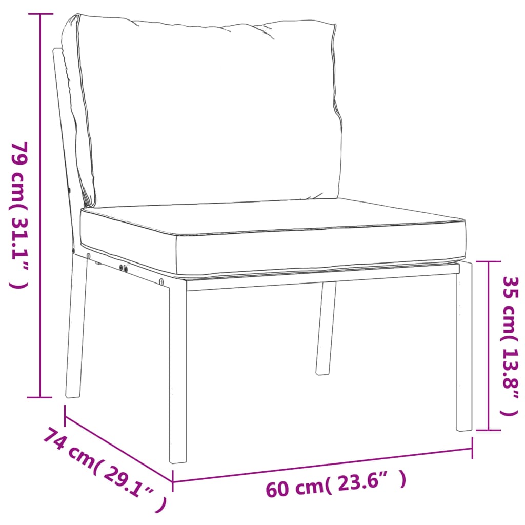 vidaXL 6-delige Loungeset met kussens staal grijs