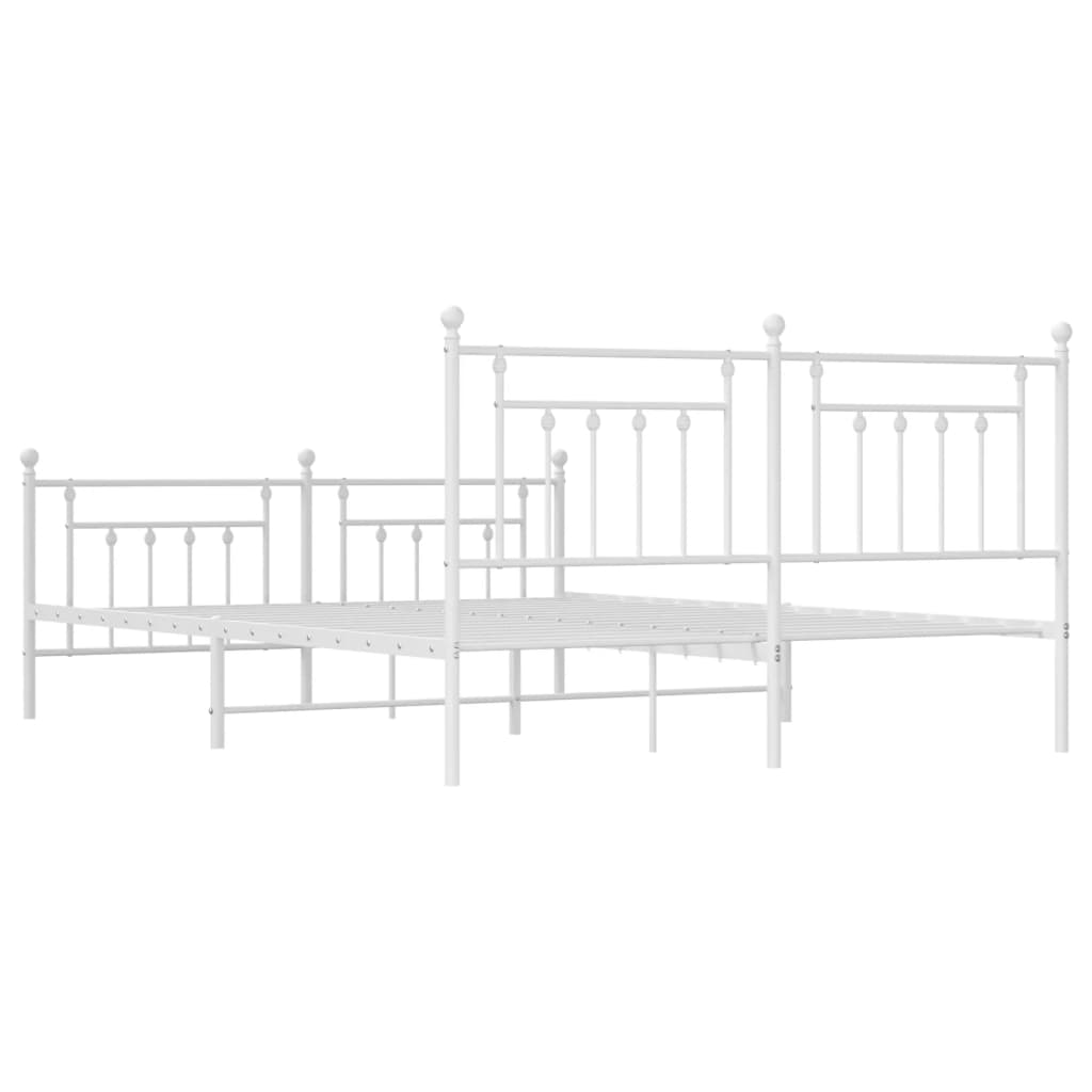 vidaXL Bedframe met hoofd- en voeteneinde metaal wit 160x200 cm