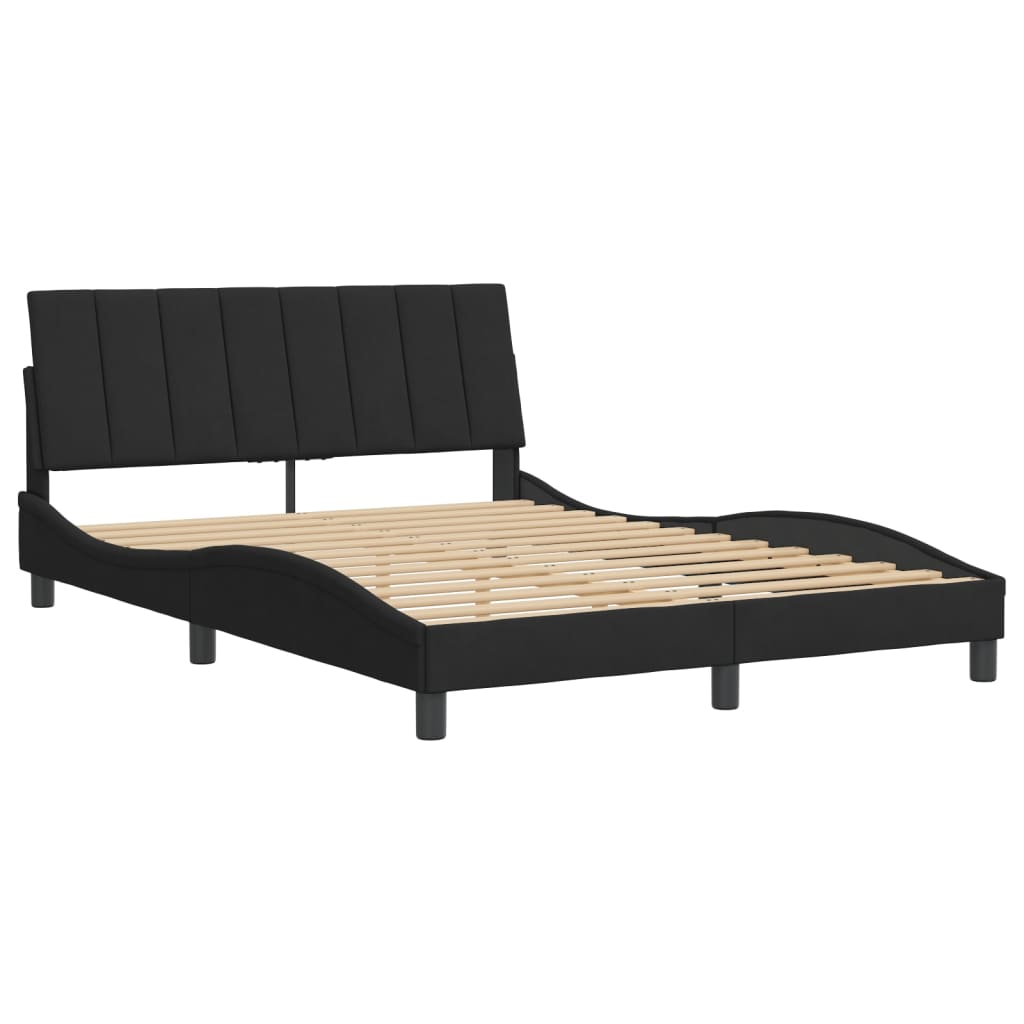 vidaXL Bedframe met hoofdeinde fluweel zwart 140x190 cm