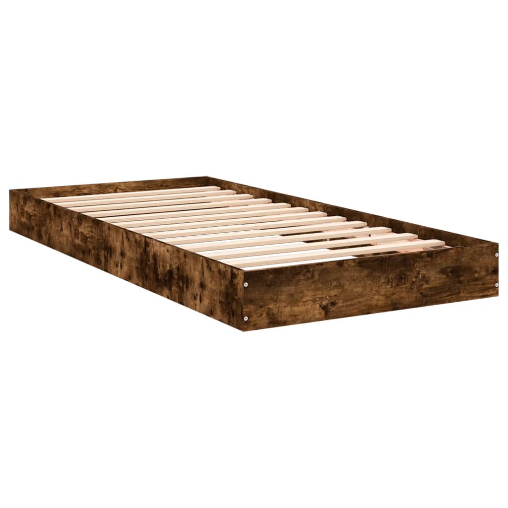 vidaXL Bedframe zonder matras hout gerookt eikenkleurig 75x190 cm