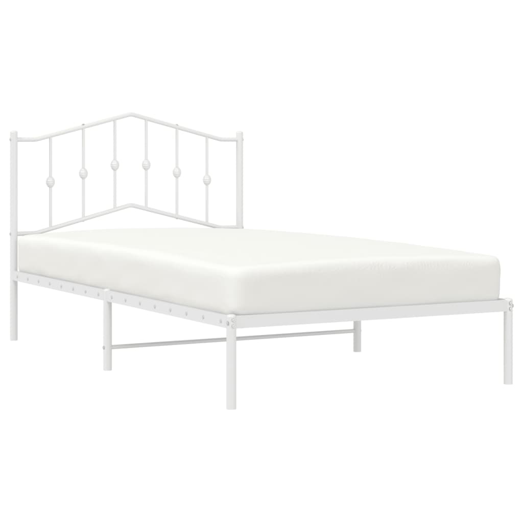 vidaXL Bedframe met hoofdbord metaal wit 100x200 cm