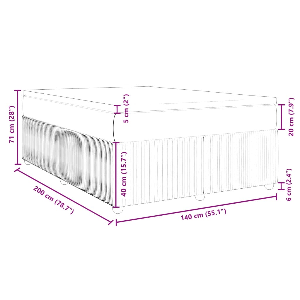 vidaXL Boxspring met matras stof donkerbruin 140x200 cm