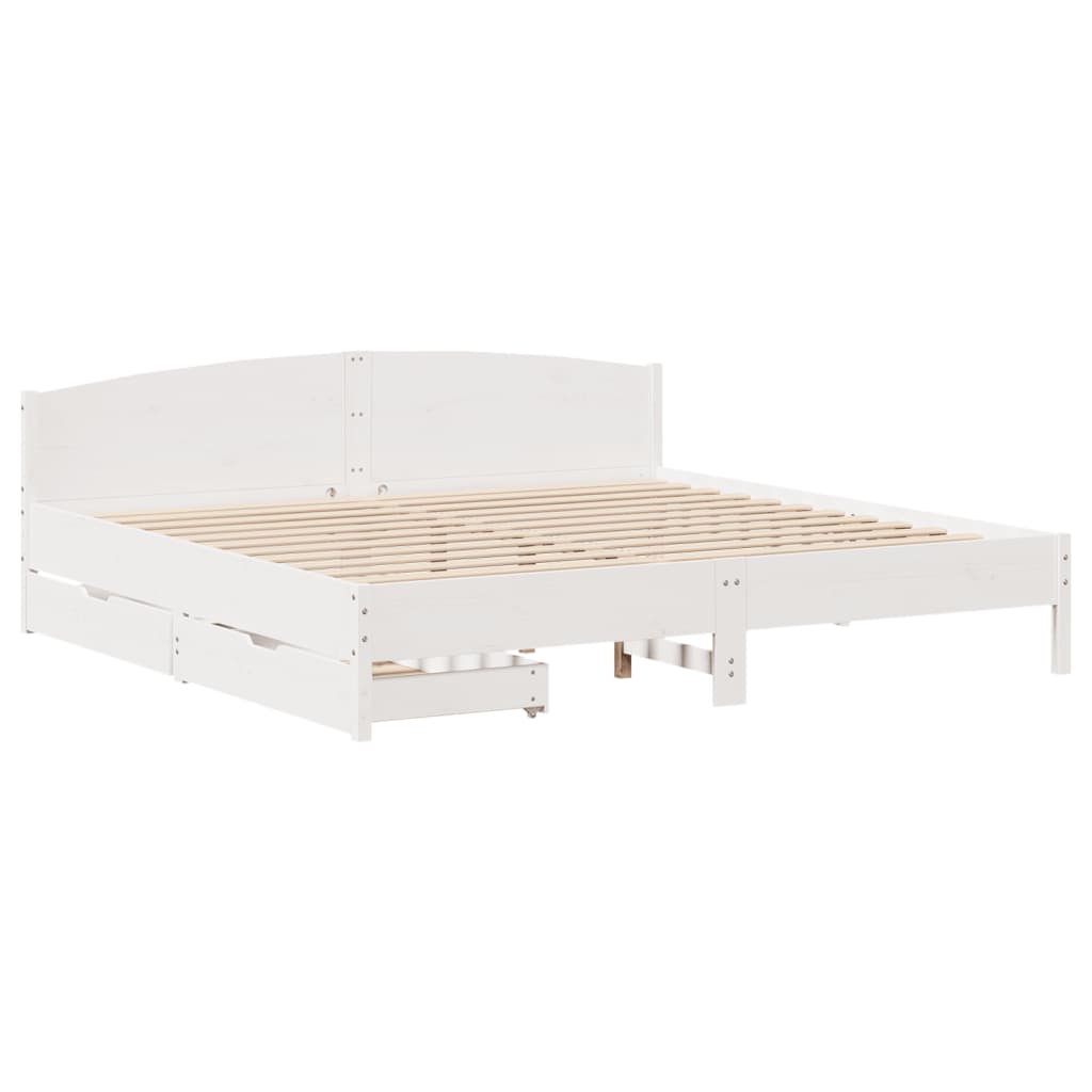 vidaXL Bedframe zonder matras massief grenenhout wit 180x200 cm