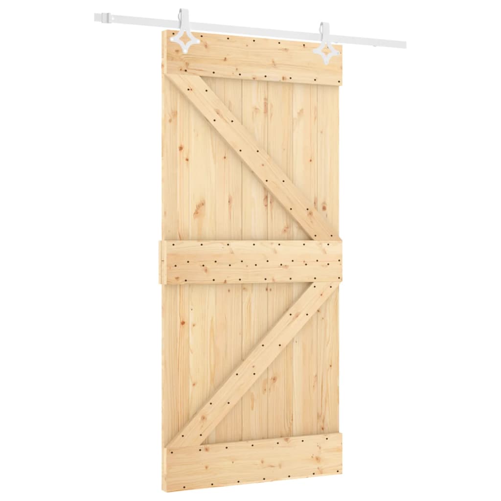 vidaXL Schuifdeur met beslag 100x210 cm massief grenenhout