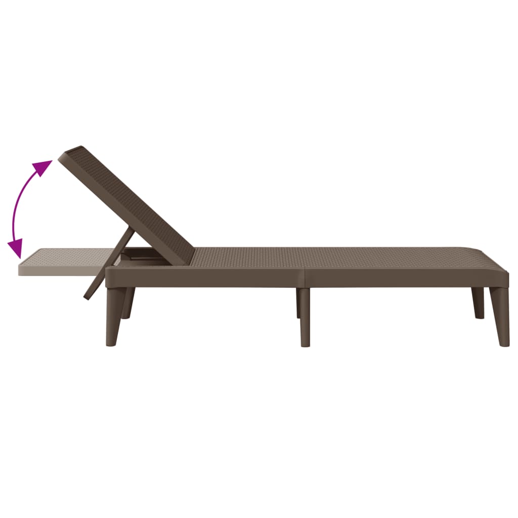 vidaXL Ligbed 186x60x29 cm polypropeen bruin