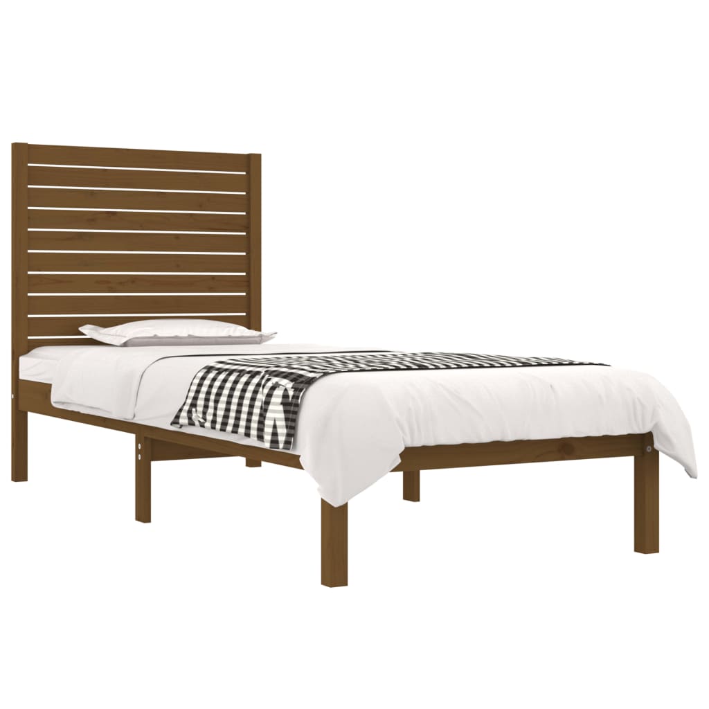 vidaXL Bedframe massief hout honingbruin 75x190 cm