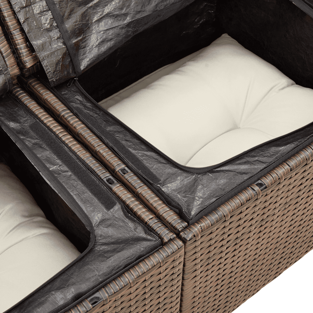 vidaXL 9-delige Loungeset met kussens poly rattan bruin