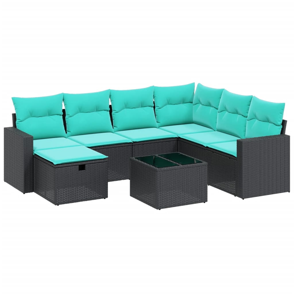 vidaXL 7-delige Loungeset met kussens poly rattan beige