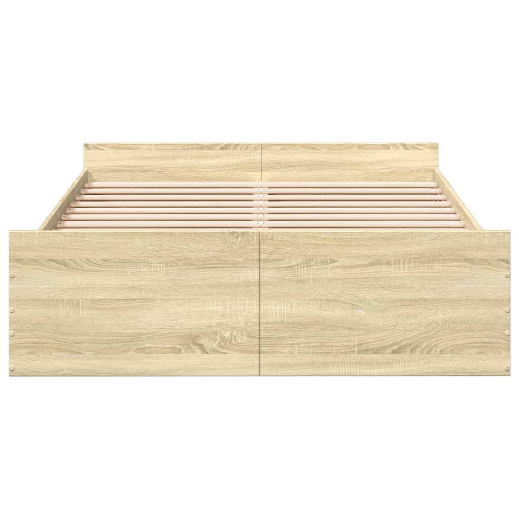 vidaXL Bedframe met lades bewerkt hout sonoma eikenkleurig 120x200 cm