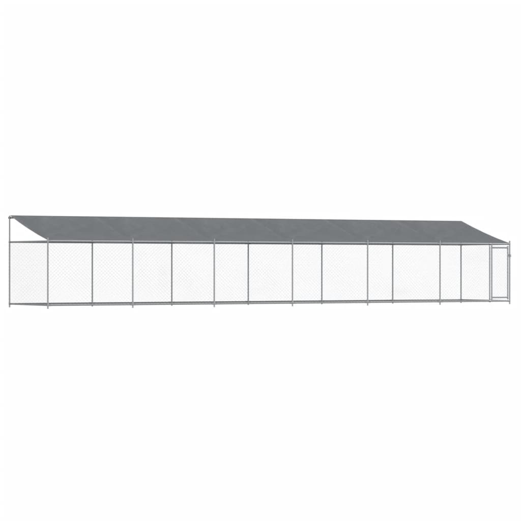 vidaXL Hondenhok met dak en deur 12x2x2 m gegalvaniseerd staal grijs