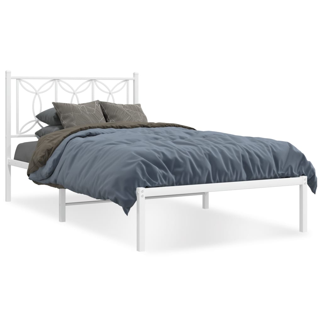 vidaXL Bedframe met hoofdbord metaal wit 100x200 cm