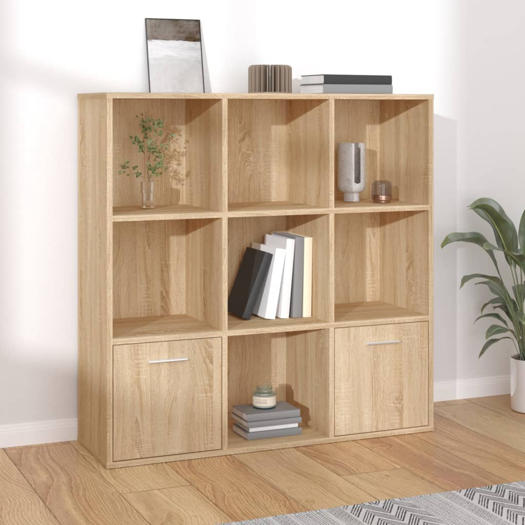 vidaXL Boekenkast 98x30x98 cm bewerkt hout sonoma eikenkleurig