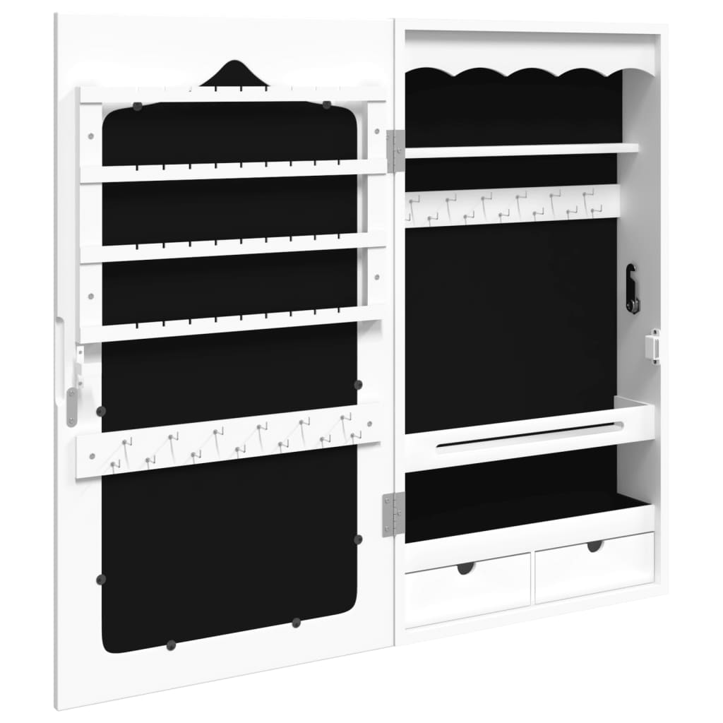 vidaXL Sieradenkast met spiegel wandgemonteerd 37,5x10x67 cm wit