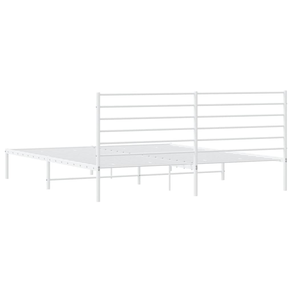 vidaXL Bedframe met hoofdbord metaal wit 193x203 cm