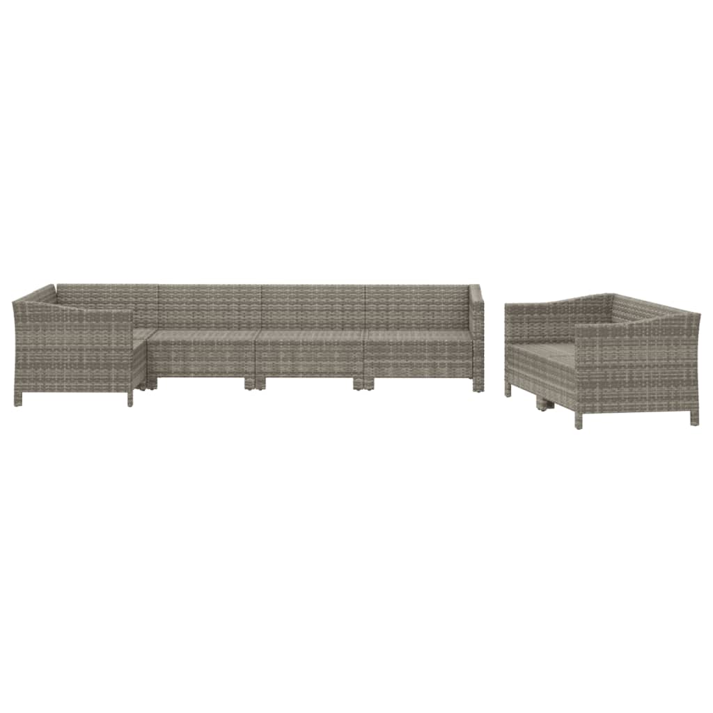 vidaXL 7-delige Loungeset met kussens poly rattan grijs