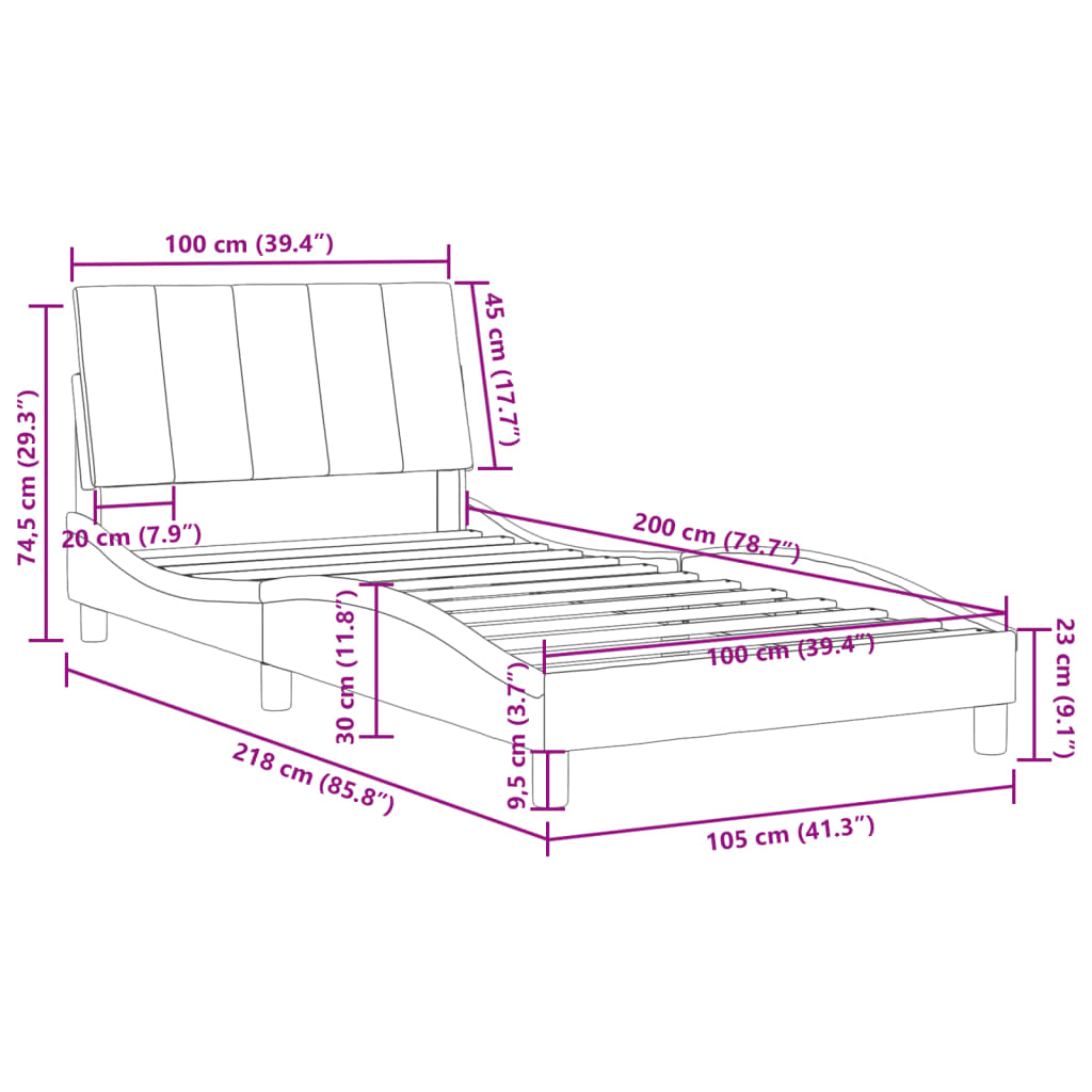 vidaXL Bedframe met hoofdeinde fluweel donkergroen 100x200 cm