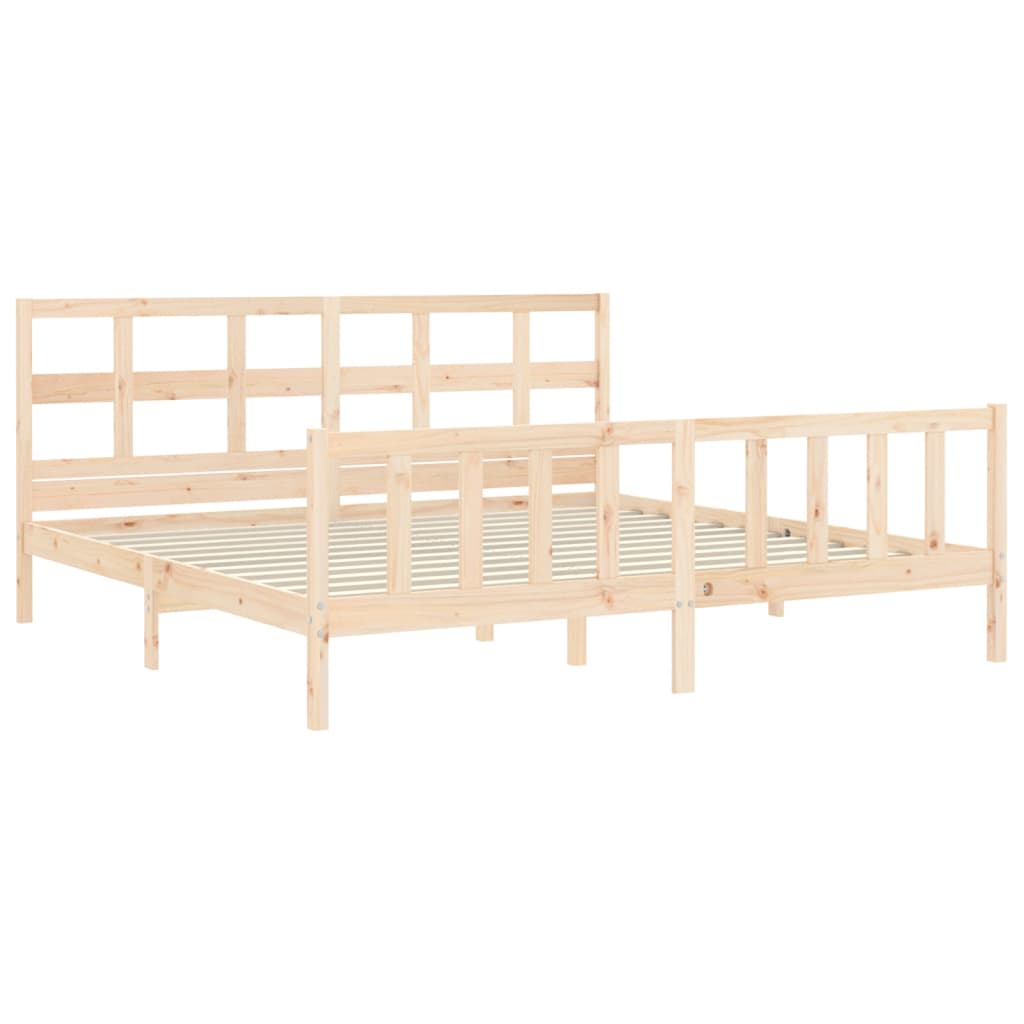 vidaXL Bedframe met hoofdbord massief hout