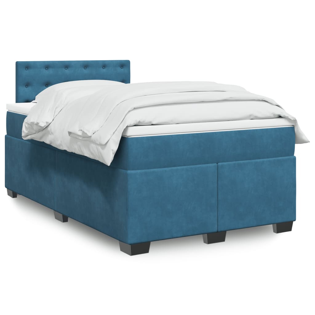 vidaXL Boxspring met matras fluweel blauw 120x190 cm