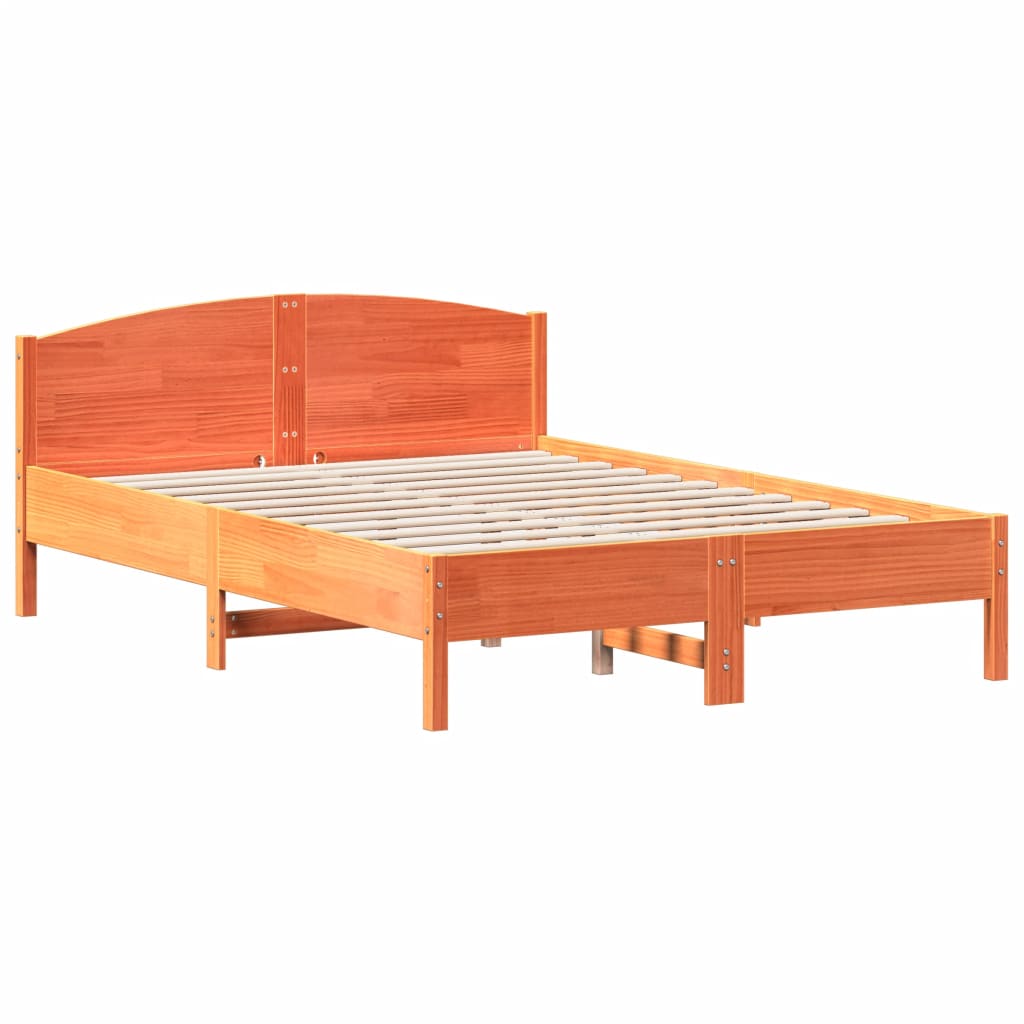 vidaXL Bedframe zonder matras massief grenenhout wasbruin 140x200 cm