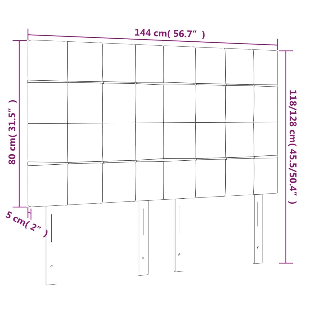 vidaXL Hoofdbord LED 144x5x118/128 cm stof donkerbruin